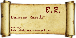 Balassa Rezső névjegykártya